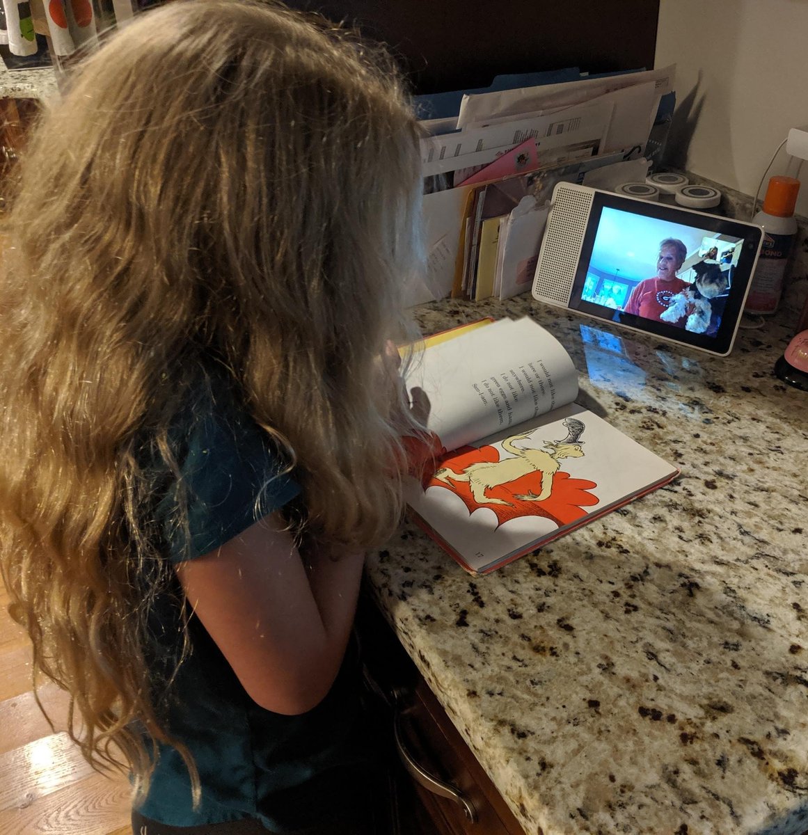 When grandparents live far away, technology saves the day. #readingchallenge <a href="/CGETwolves/">Cedar Grove Elem.</a>