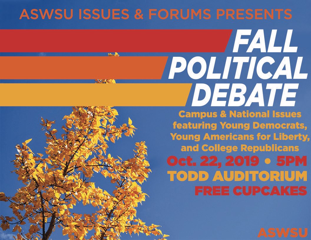 wsu_gop's tweet photo. Today’s the day!!! 5pm at Todd Aud!!!  Come with great questions and get free cupcakes!!!
#wsu #pullman #gocougs #falldebate https://t.co/2aWUkl7hDr