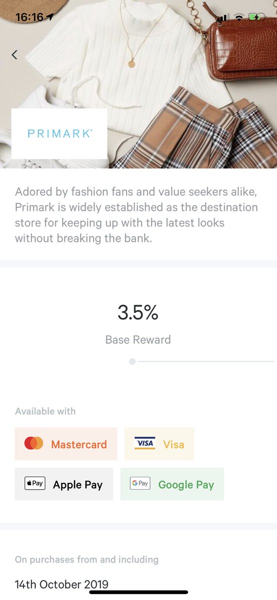 AIRTIME REWARDSYou link your bank card in the app, you are able to automatically get cashback on your purchases which are stored in the appCashback when you make purchases from Primark, Deliveroo and Boots? Where do I sign up? (Use code YKXRJVP7 for free )