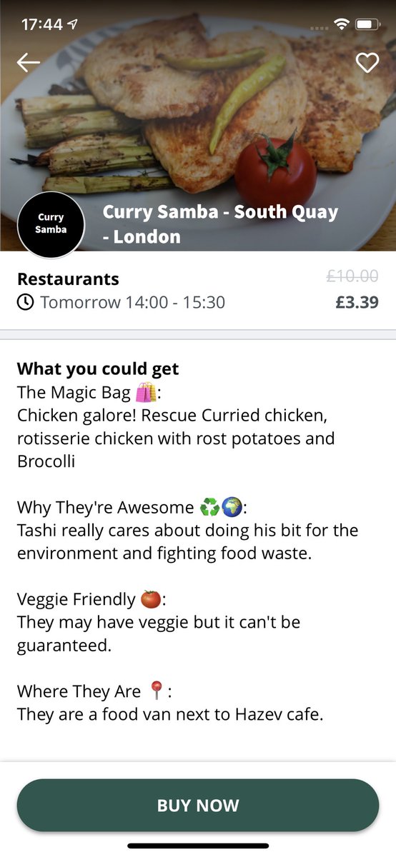 TOO GOOD TO GOThis is such a helpful app and is helping with saving the environment!Food companies are able to register on here and sell any left over food at a heavily discounted price that would otherwise get thrown away Lunch on a budget? Here you go!