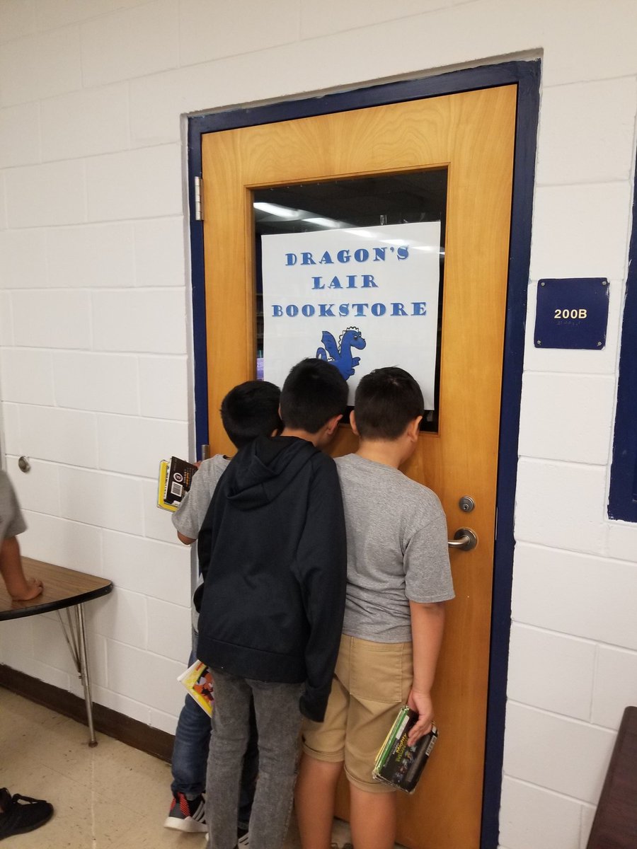 Students desperate for the Dragon's Lair Bookstore to open! I hand out 'Golden Tickets' to staff to reward students for grades, attendance,  etc. Ss get to 'buy' a brand new book with that tkt! #alwaysneedfunding #hubofschool <a href="/DoverWorldsBest/">Dover Elementary School</a> @AchievementSch <a href="/hubofschool/">HCPS Library Media</a>