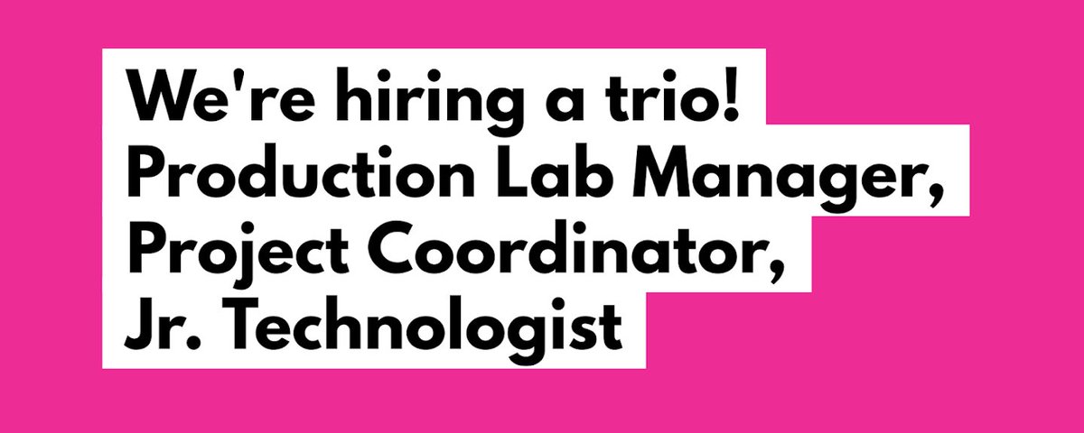 Come work with us! Creative people who like sharing their love for #design and #technology will find their place here 🤗

We’re hiring a trio!! Go to makelab.ca/hiring for the role descriptions 💃🏻