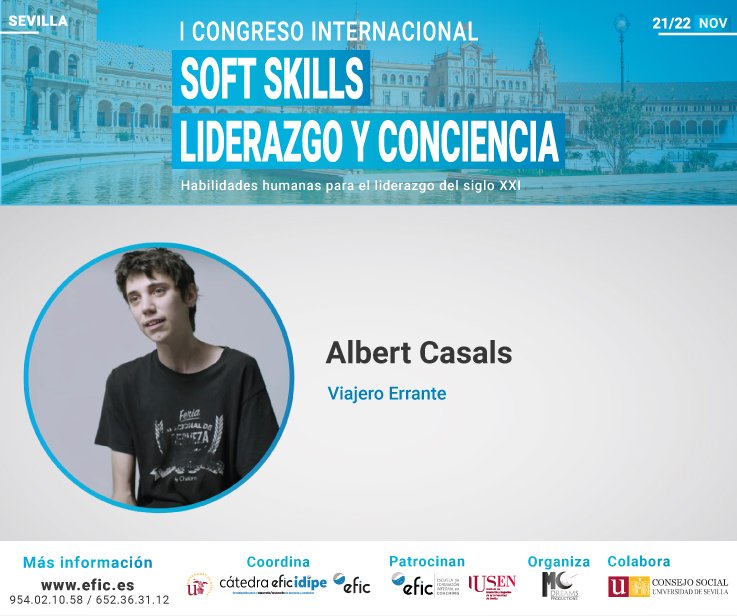 Seguimos presentando a los ponentes del I Congreso Soft Skills de Sevilla y hoy queremos presentaros a Albert Casals, que desde los 14 años ha viajado por el mundo en solitario, sin dinero y en silla de ruedas.
💪¿Quién dijo límites? efic.es/congreso-soft-… <a href="/EFICcoaching/">EFIC</a>