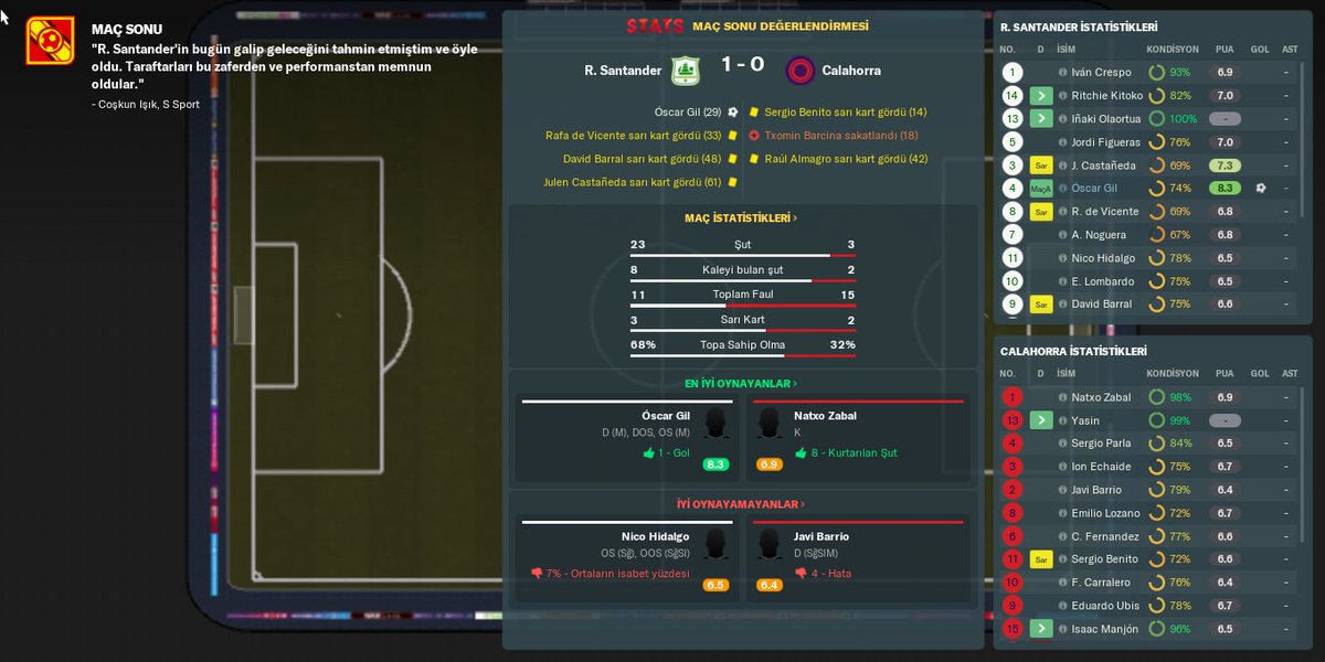 ezici istatistik üstünlüğü ile galip geliyoruz