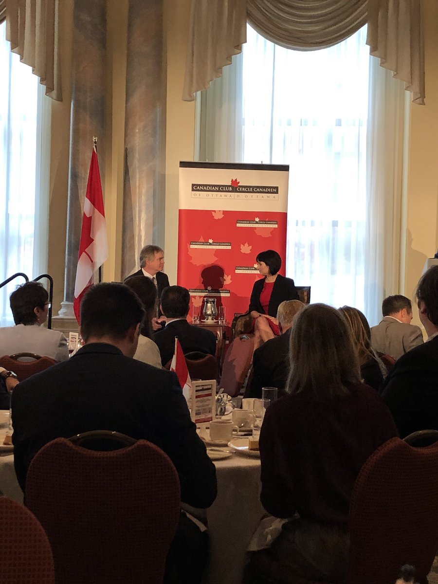 cdnclubottawa's tweet photo. Question time! @neil_butters, from @INTERAC, is moderating crowd questions, and @jonibrennan is giving us her insights!  #CCOEvents #cdnclubottawa 🇨🇦 https://t.co/0rxjDHVVlx