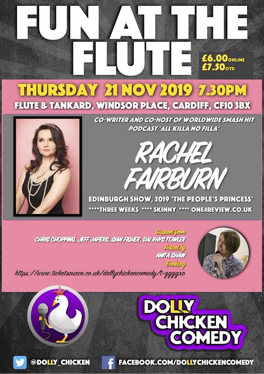 doLLy_chicken's tweet image. So delighted to have @RachelFairburn headlining next month! Tickets just £6 - going fast! #allkillanofilla #cardiff #comedy  ticketsource.co.uk/dollychickenco…