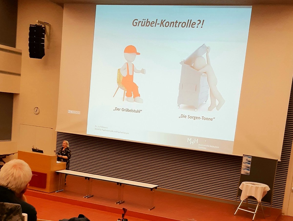 Grübelstuhl &amp; Sorgentonne als #Burnout-Prävention am #Arbeitsplatz: Suchen Sie sich Orte, an denen Sie sich bewusst mit Gedanken, Stress, Sorgen beschäftigen. Dr Iris Pollmann beim 1. Abend der #Patientenuni Herbstreihe 👉 patienten-universitaet.de/node/27