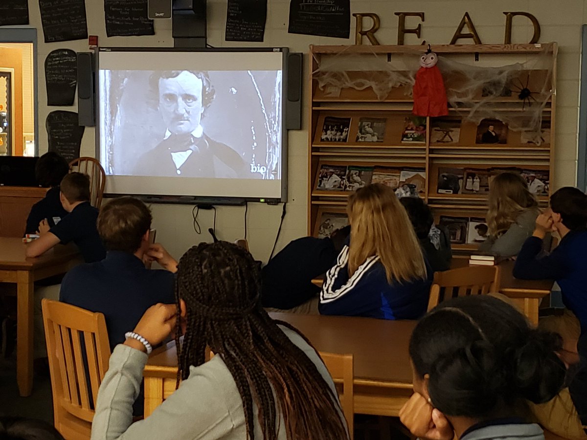 Just in time for Halloween, we're studying Edgar Allan Poe with the 8th graders this week! <a href="/CauseyLibrarian/">Ms. Brooks</a> <a href="/Causeytigers/">Causey Middle School</a>