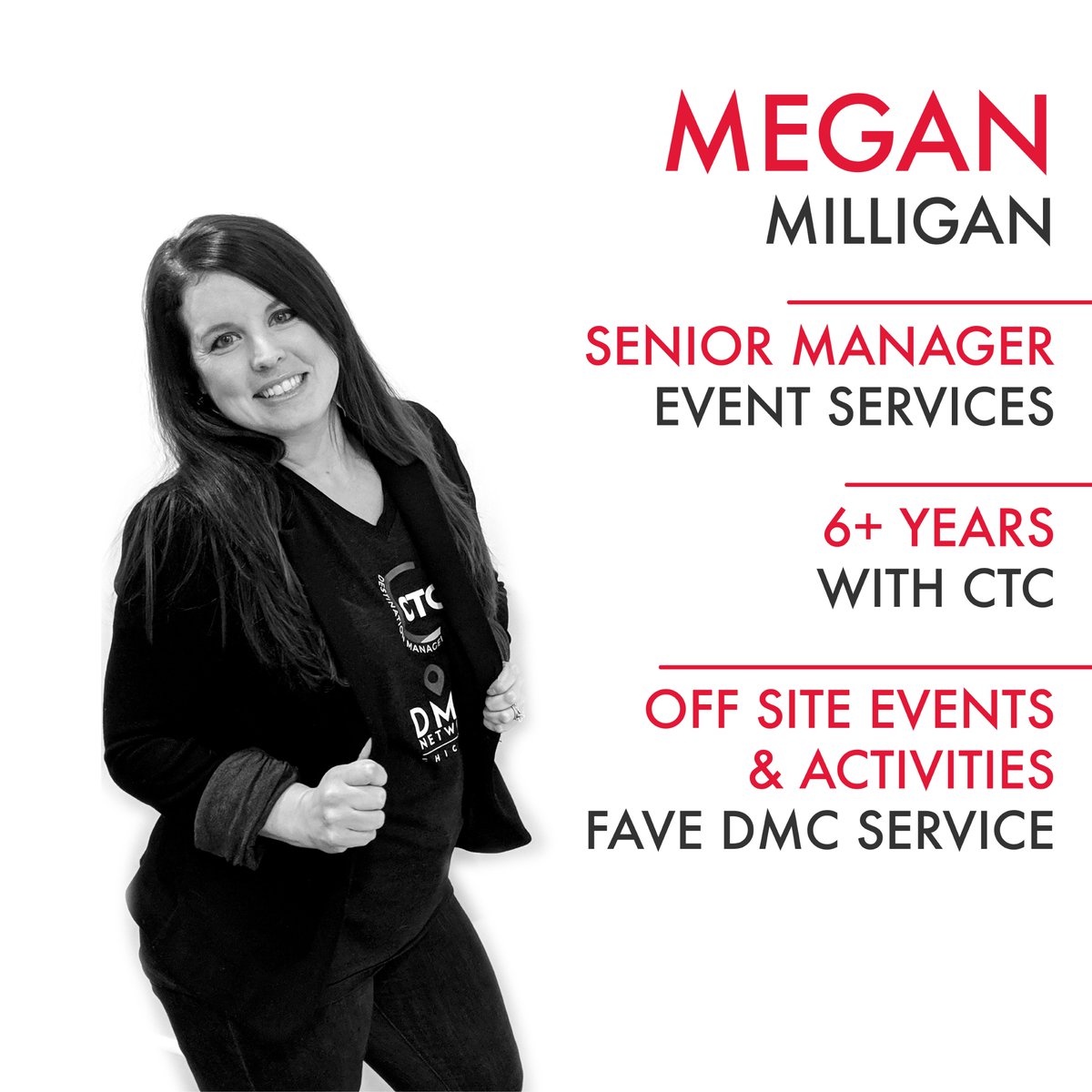 ctcdmc's tweet image. CTC Meet the Team Tuesday! This week we’re featuring Megan Milligan, DMCP our Senior Manager of Event Services!

#eventplanner #eventprofs #eventprofessionals #dmcp #dmc #chicagodmc #chicagoeventplanner