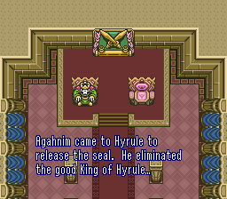 GRHGaming's tweet photo. Such bold artistic choices in this game.. This screenshot of the intro for Link to the Past is immediately followed by an extremely graphic fullscreen image of the King of Hyrule being topped by Agahnim. It really sets the tone for the rest of the game.
#LttP #Loz #Agahnim https://t.co/BEComDVkIU