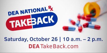 Help us keep drugs out of #Oregon’s waterways!
National #DrugTakeBack Day is this Sat., 10/26, 10 am–2 pm PDT. Hand in both prescription & over-the-counter meds, + nicotine vape pens + e-cigarettes (w/ batteries removed).
NOTE: Service is FREE & ANONYMOUS. go.usa.gov/xp3eD