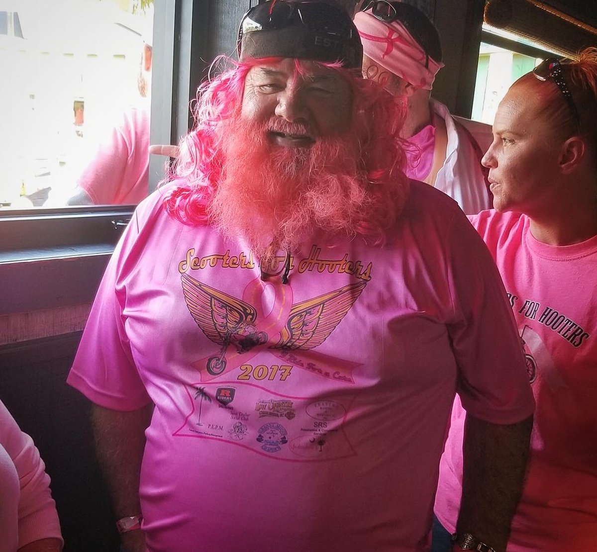 RidersLawGroup's tweet photo. A few of our favorite shots from Scooters for Hooters on Sunday.

132 bikes and 194 people riding the town pink to support local breast cancer patients 💪🏻 https://t.co/0vghR5oUYk