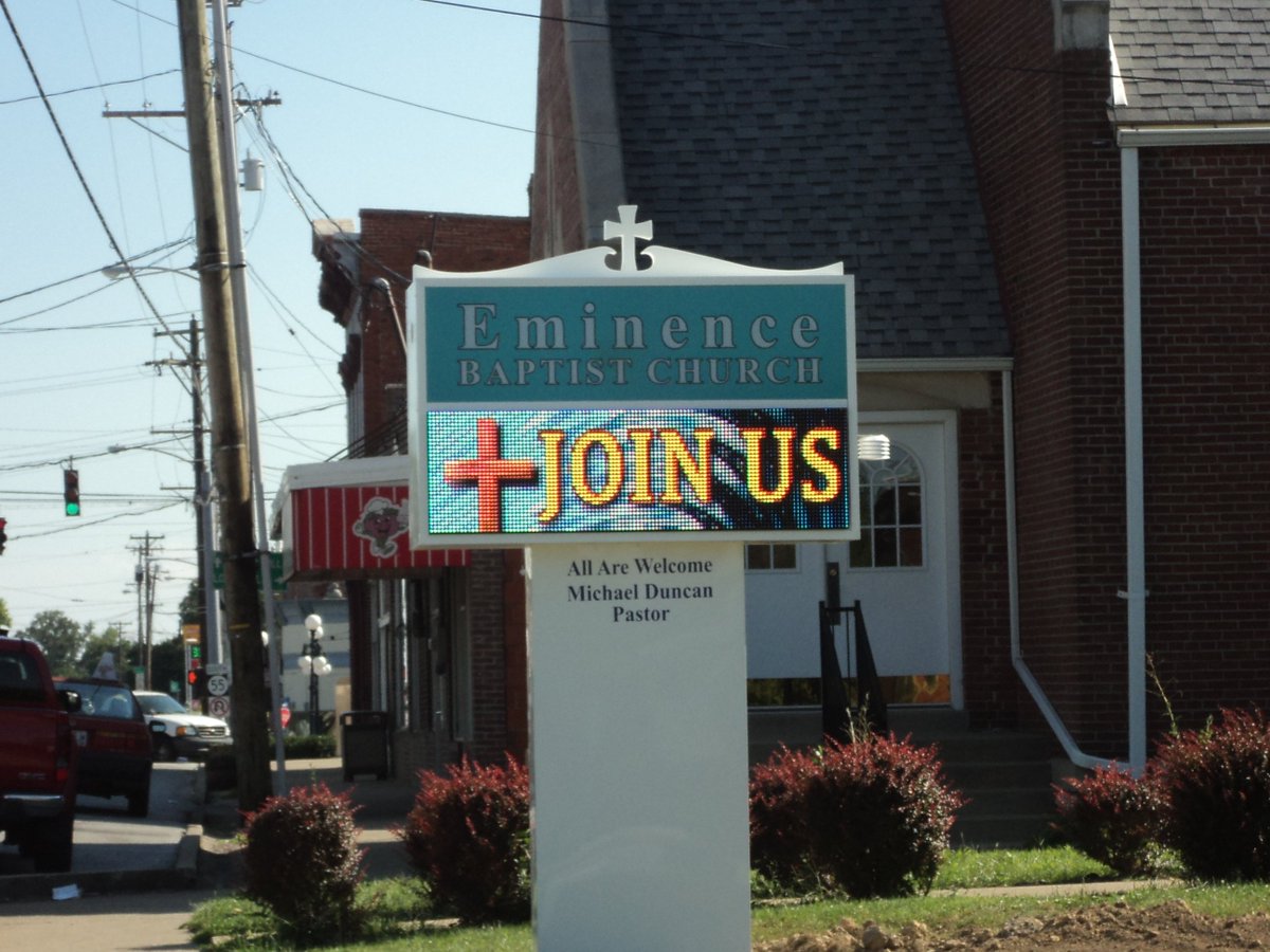 ThinkSign's tweet photo. ThinkSIGN of the day!  This 16mm 2' x 7' Took a lickin' and kept on tickin'.  #signs #churchsigns #ledsigns #thinksignled https://t.co/sHteZavSGh