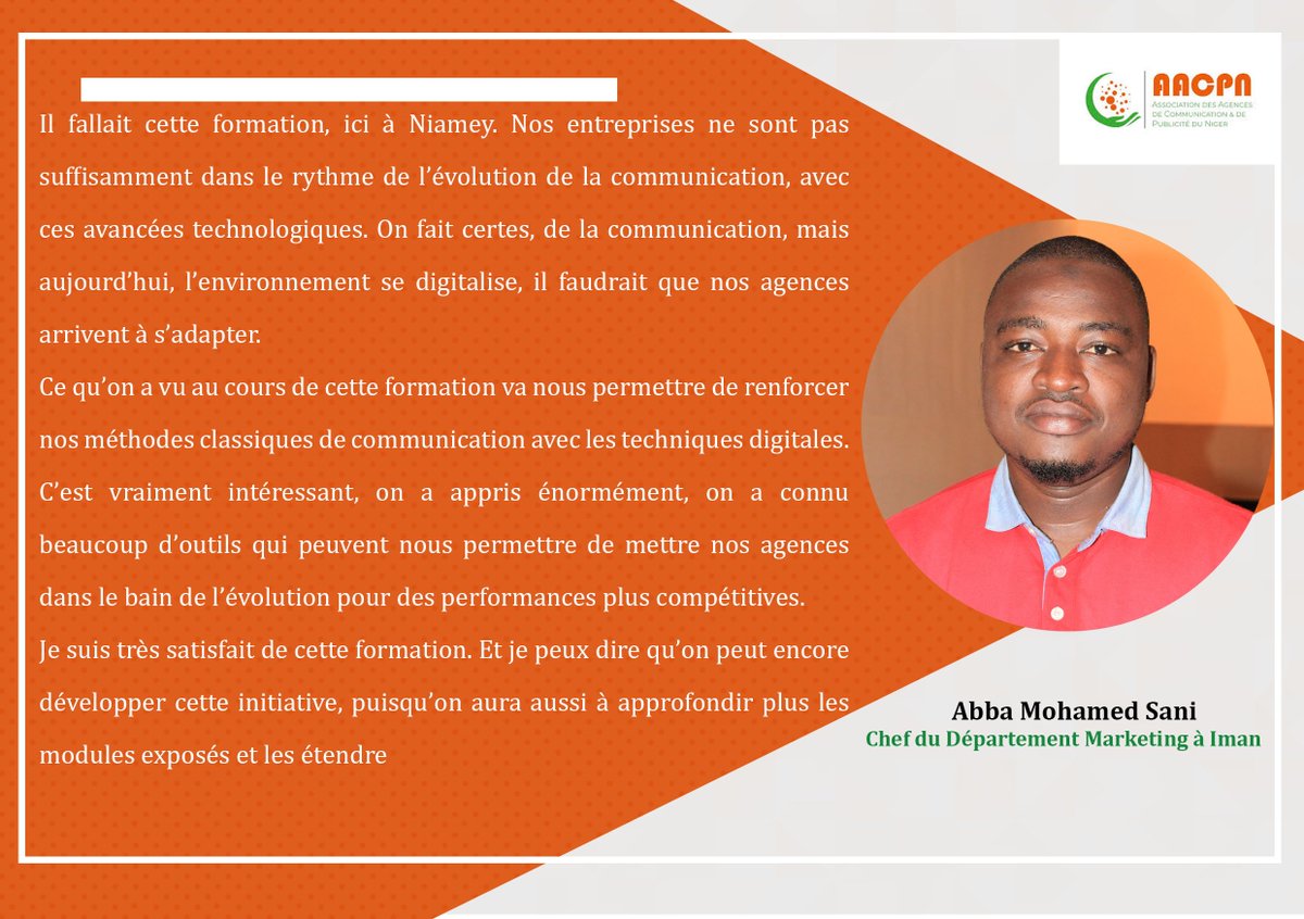 AacpNiger's tweet photo. Nos participants témoignent pour vous de l'expertise de nos consultants lors du séminaire et du Webinaire que nous avons organisé du 3 au 6 octobre 2019. https://t.co/sPSDvM2Gb3
