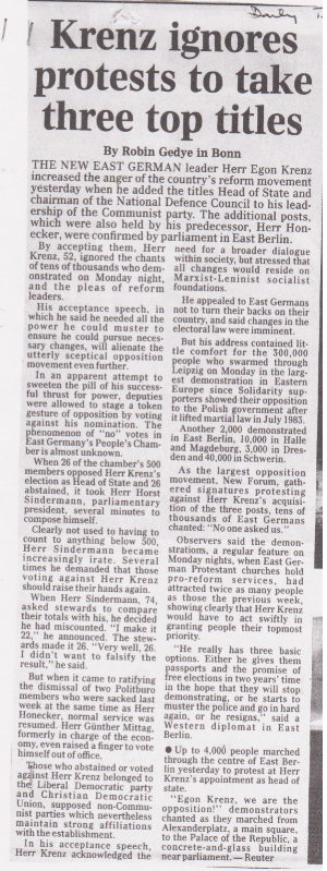 EastArchive's tweet photo. 30 years ago today: the Daily Telegraph and the Independent report unprecedented lack of unanimity in the Volkskammer. #EastGerman, #EGSA, #PopularProtest https://t.co/aK8fvL3GaM
