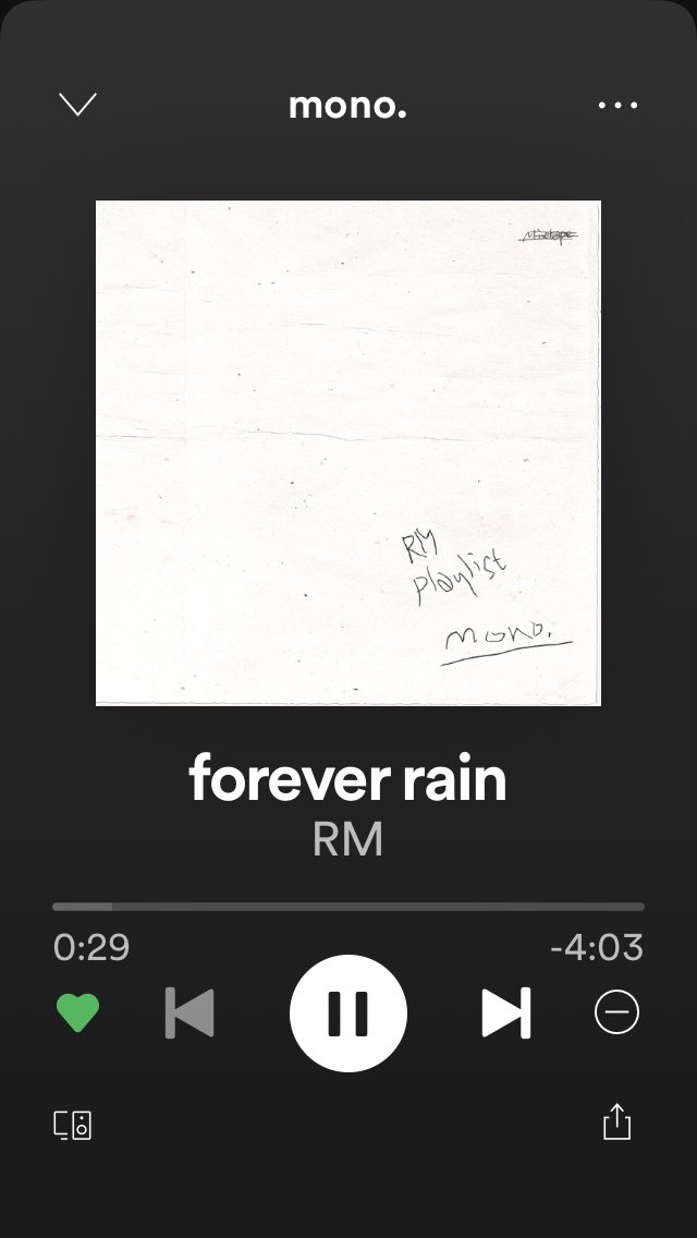 skorealove_us's tweet photo. @RMSQ94 @BTS_twt #MonoCountdown Can’t believe I missed posting yesterday. forever rain is my favorite. I wish for rainy days quite often. I need the calm &amp; cleansing it brings. Sometimes the sun is to bright &amp; I hope for rain clouds. I think Joon feels the same way.
#D7_ForeverRain #RM @BTS_twt https://t.co/DhoJplAxuW