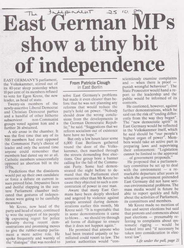 EastArchive's tweet photo. 30 years ago today: the Daily Telegraph and the Independent report unprecedented lack of unanimity in the Volkskammer. #EastGerman, #EGSA, #PopularProtest https://t.co/aK8fvL3GaM