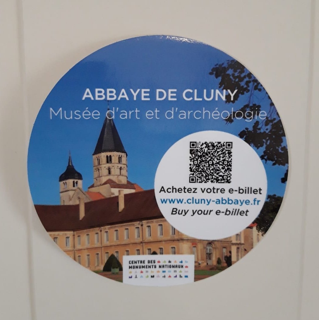 JMLopezPro's tweet photo. Collectionnez les tous ! @leCMN continue à promouvoir la e-billetterie dans ses monuments au travers de stickers apposés chez commerçants du territoire. Derniers stickers sortis #AiguesMortes, #Cluny et #Ferney... Ils succèdent à #Carnac ou #PeyBerland https://t.co/E3AwL2gKix https://t.co/GJv74y5XQu