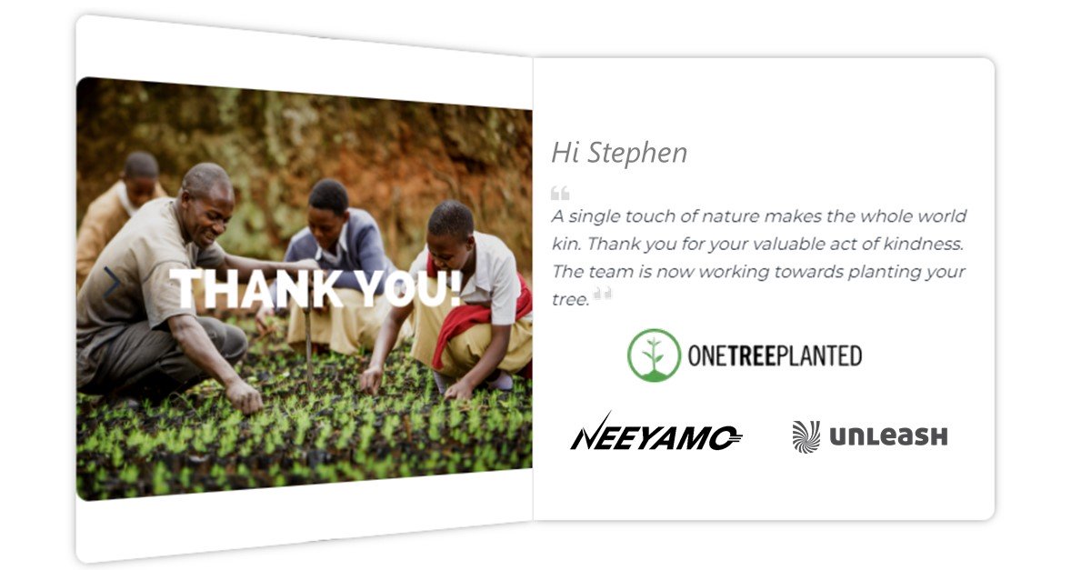 Neeyamo's tweet photo. Thank you Stephen, appreciate your gesture. Lets join hands in growing a greener world! Join the revolution at #Booth605 at #UNLEASH19 #WithNeeyamo https://t.co/KWxYcphDY6 https://t.co/cF0o0fiSPW