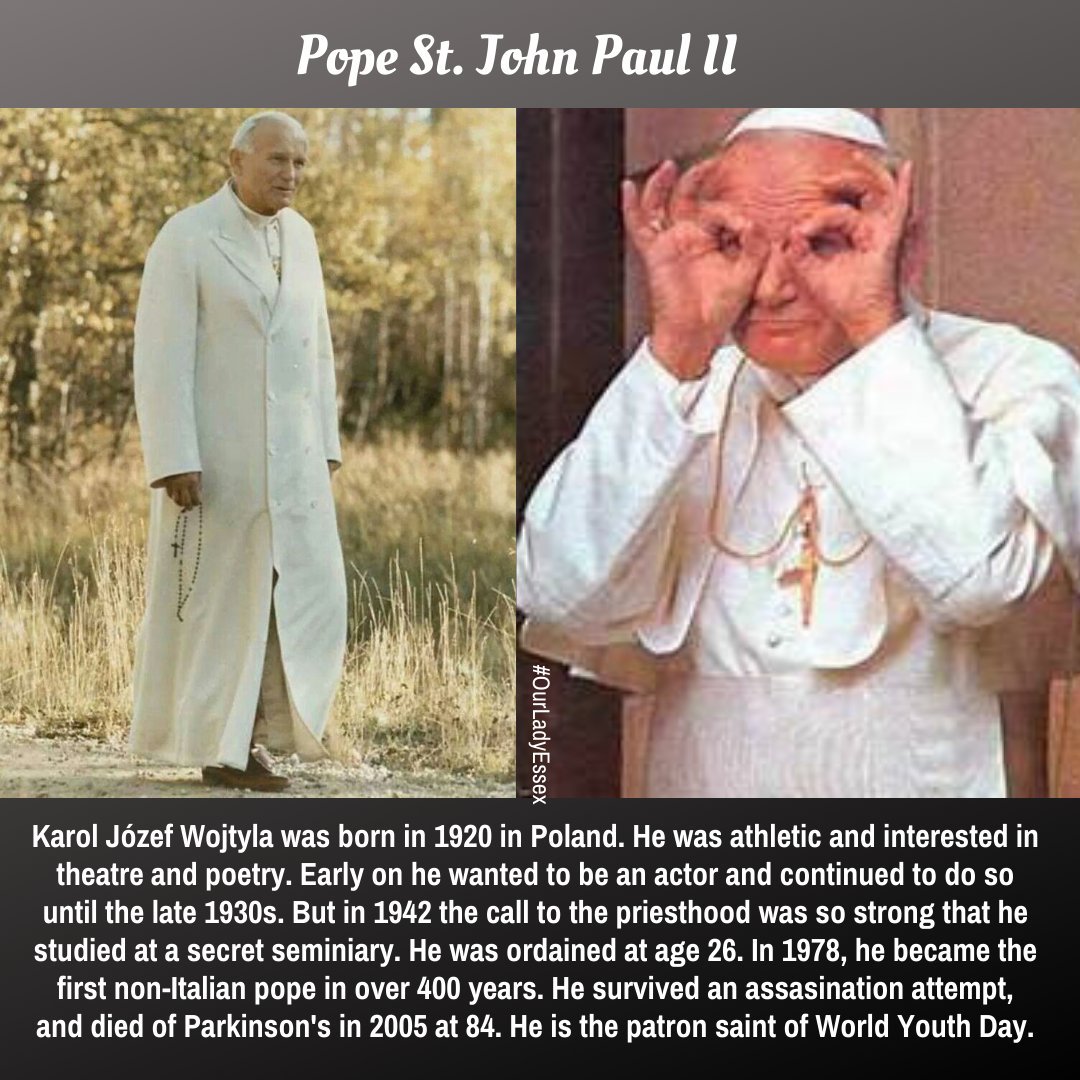 Pope St. John Paul II, pray for us!

#StJohnPaulII #PopeStJohnPaulII #JohnPaulTheGreat #CatholicArtists #OurLadyEssex #OLMC