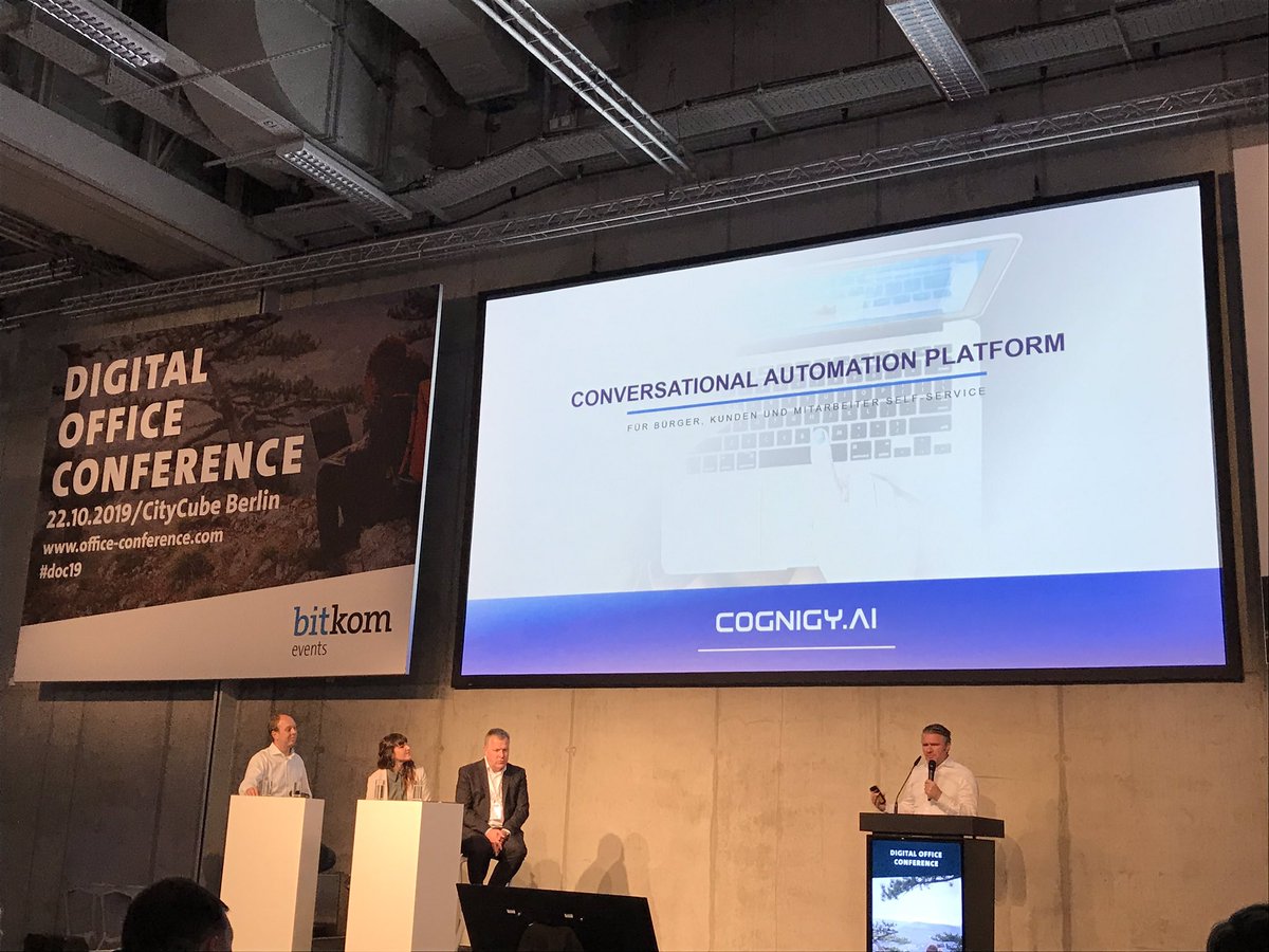Bitkom_DOffice's tweet photo. #doc19 Startup Pitch: @sitemos von @cognigy will Prozesse durch den Einsatz von #Chatbots und Conversational AI schlanker und effizienter gestalten. https://t.co/5HiyVJhpfN