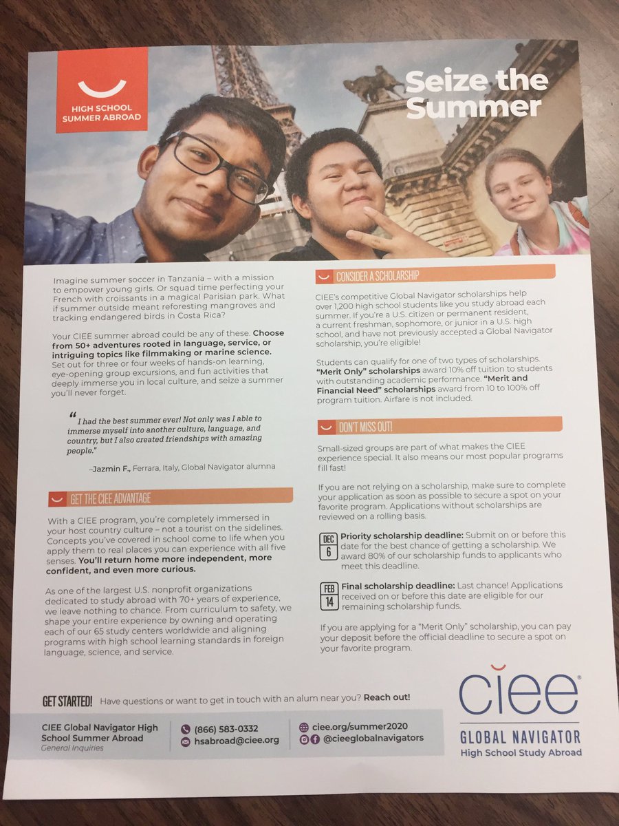 Want to spend the summer in another country?  Come talk with Shomari today outside the West cafeteria during lunch. <a href="/NiWeActivities/">NilesWestActivities</a> @kritter12345