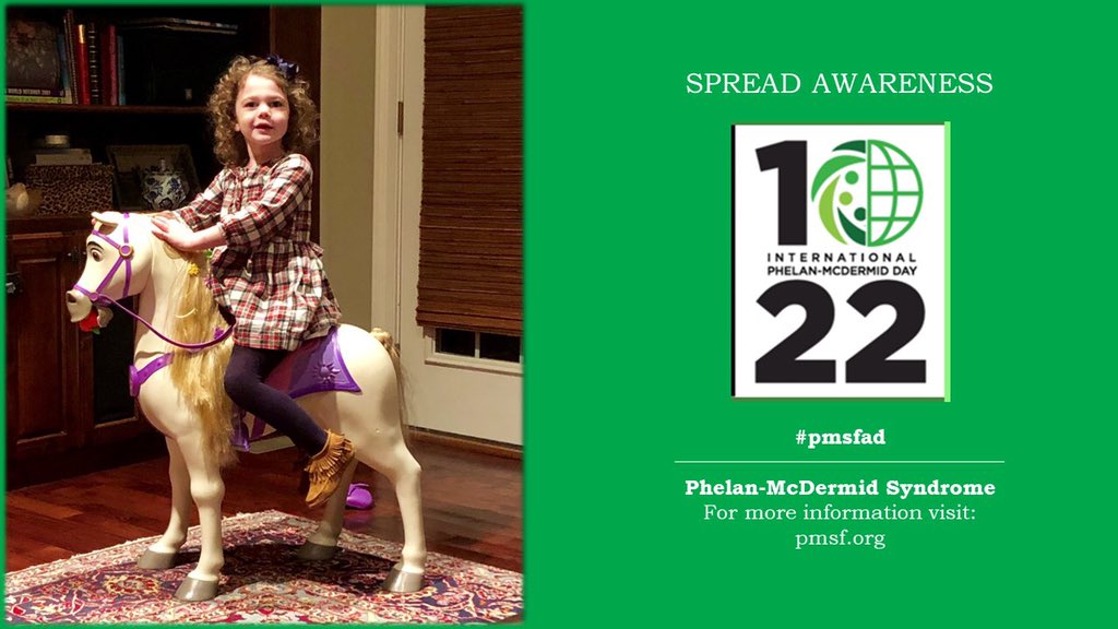 It is Phelan-McDermid Syndrome Awareness Day. Phelan-McDermid Syndrome (PMS)- rare genetic condition; estimated that 1% of people with Autism have undiagnosed PMS. Spread awareness by sharing on social media, wear green, or light up a build green. pmsf.org
#PMSFAD