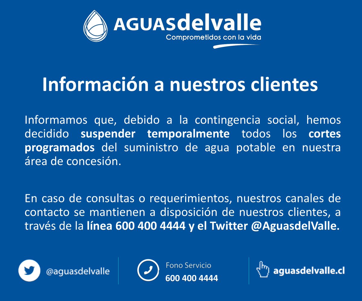Aguas Del Valle On Twitter Informamos Que Debido A La