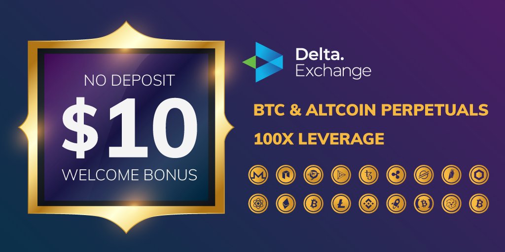 Delta_Exchange's tweet photo. Start #Trading for free @Delta_Exchange with $10 Welcome Bonus.

To claim 10$ Bonus: 
1. Sign-up (https://t.co/bbNukFZOqm)
2. Follow @Delta_Exchange
3. RT Pinned Tweet (With Comment)
4. Fill Claim Form (https://t.co/2zYCGSHc2G)

#cryptocurrency #bitcoin #altcoins #cryptotwitter https://t.co/iiPc5Bvm9S