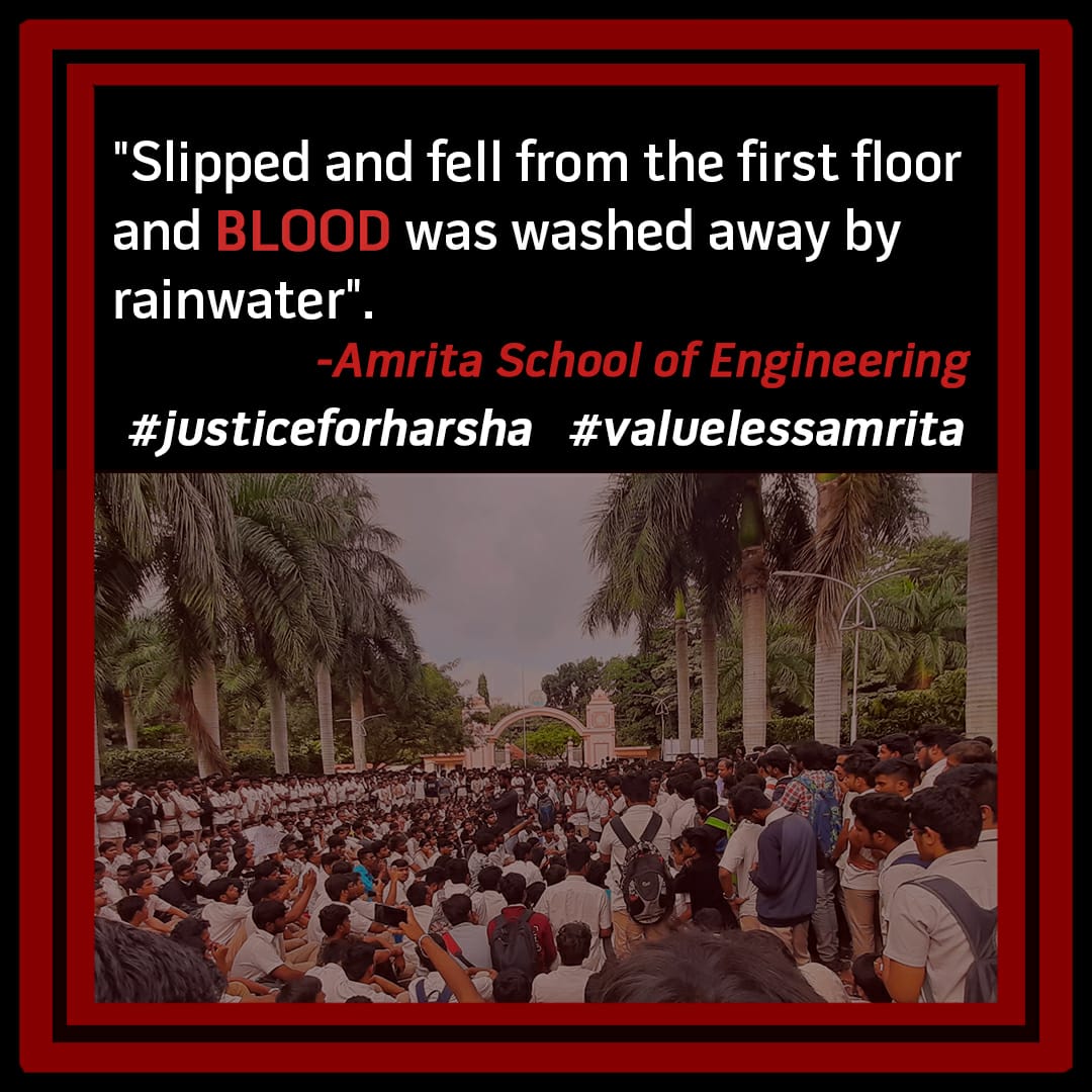 Dinesh47264131's tweet photo. #justiceforharsha @Amritanandamayi @KTRTRS pls respond . Tired of this bloody demagoguery https://t.co/37kKl43ejX