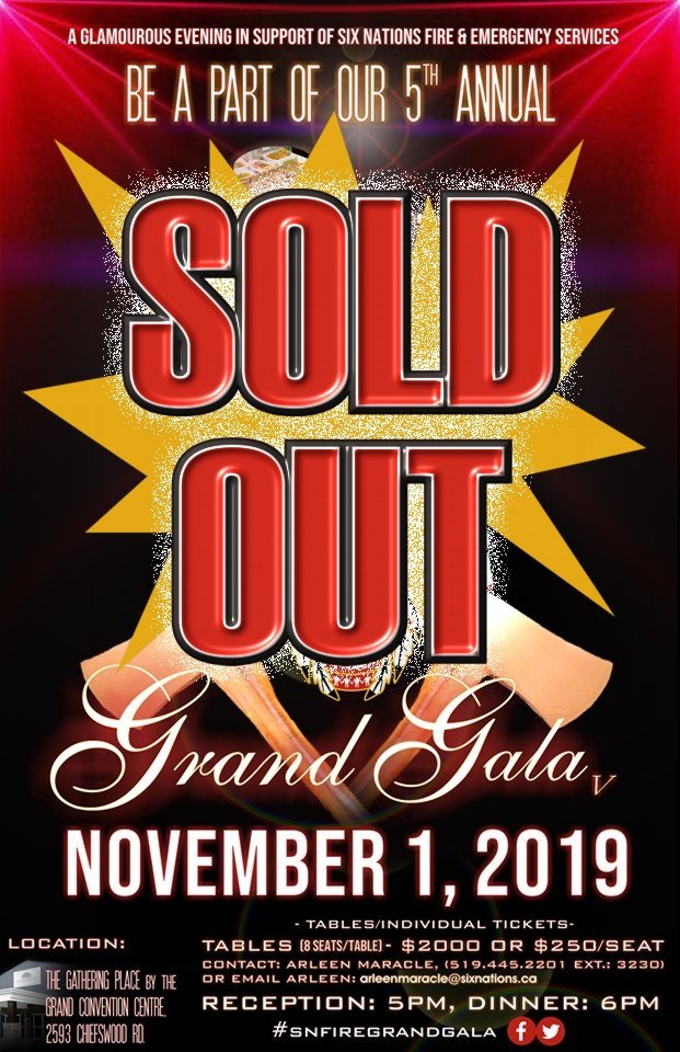 SixNationsGR's tweet photo. Nia:weh to everyone for support of this year's 5th Annual Fire &amp; Emergency Services #SNFireGrandGala, for a 5th straight year this event is now SOLD OUT!!! https://t.co/kisdeYR8qb