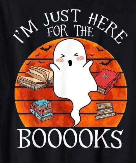 🎃 Happy Tuesday! 🎃
Here's some spooky season humor to start your day right. 
👻📚📖👻

#books #amreading #boo #spookyseason #humor #lol #bookworm #tuesdayfunny #ghost #HappyTuesday