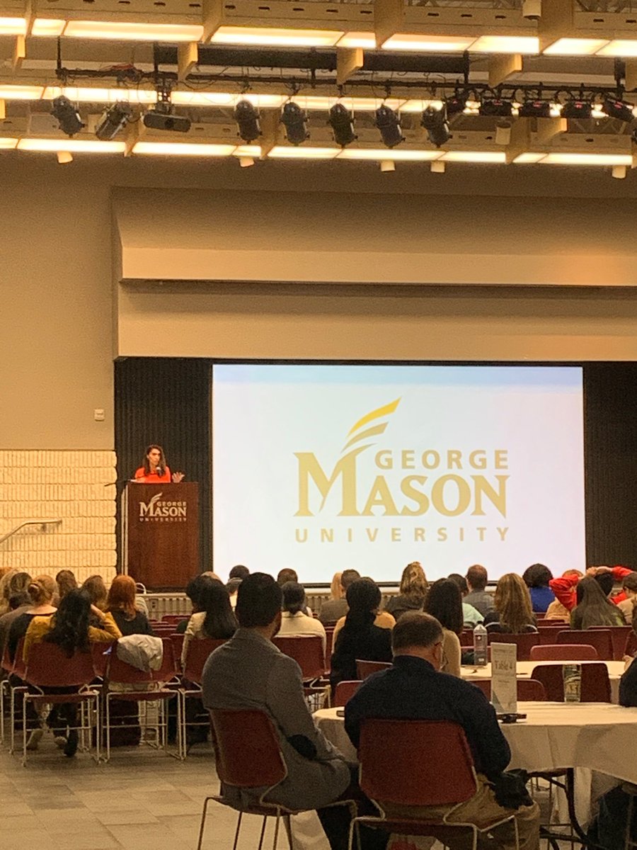 MasonCommDept's tweet photo. The #FindYourFuture COMM Forum keynote speaker, Refugee Advocate,  IBM Program Leader, AND Mason COMM Alumna, Rana Novack is speaking now!
#MasonCommForum2019 #MasonComm https://t.co/pDrPkVyb2C