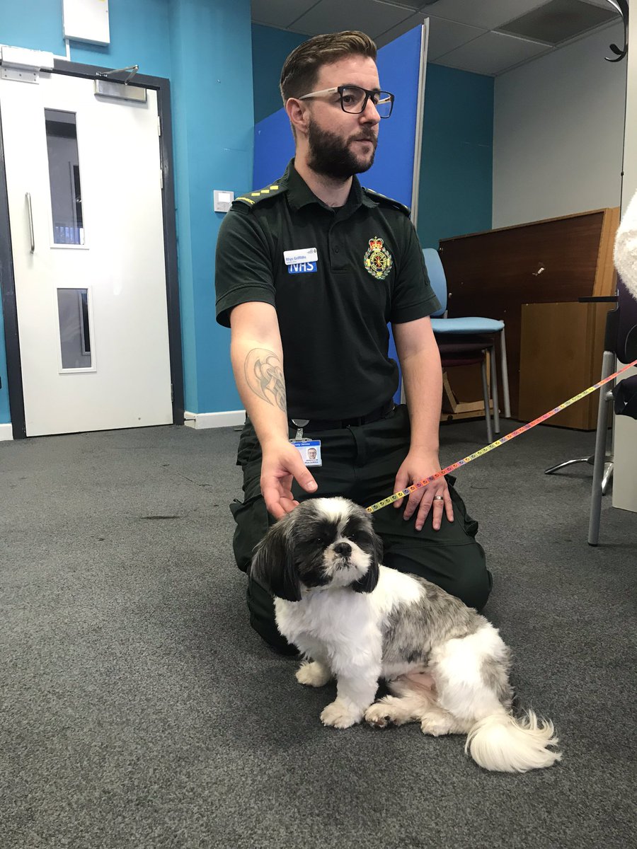 swasFT's tweet photo. #Bristol Ambulance Station had a visit from Pets As Therapy today! https://t.co/BusM20kgDx