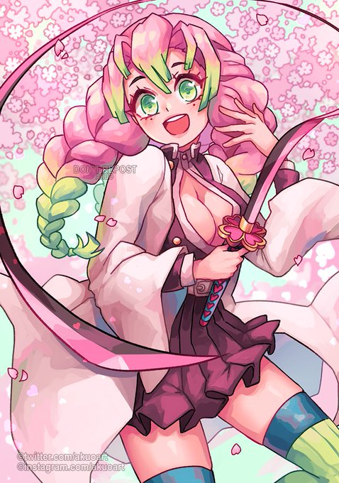 Akuo 🪸 JW Valencia AH-10さんがTwitterに投稿した甘露寺蜜璃(鬼滅の刃)のイラスト。