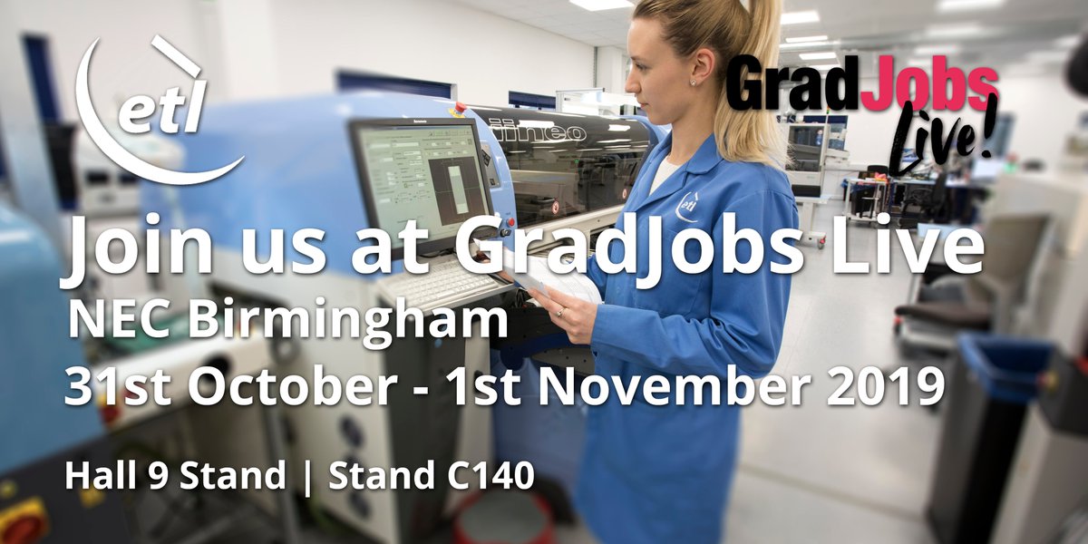 ETLSystems's tweet photo. Graduates don’t miss your chance to hear about our new #GraduateScheme at #GradJobsLive 2019! 🎓

Visit the ETL team for exclusive information about what roles we have available, in which departments, starting salaries and when you can start applying! #ETLatGradJobsLive #GradJobs https://t.co/vIuNmff1HL