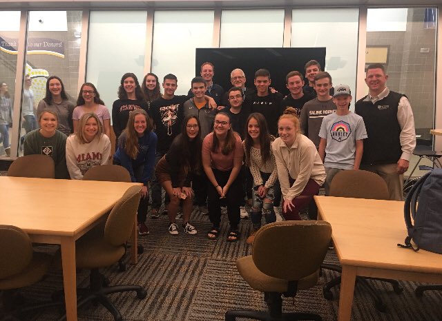 Big thanks to Tyler Lucas from <a href="/MichiganFCA/">Michigan FCA</a> for coming to our huddle today to share his story and a word of encouragement for our student athletes!  We appreciate you making the time to visit us!