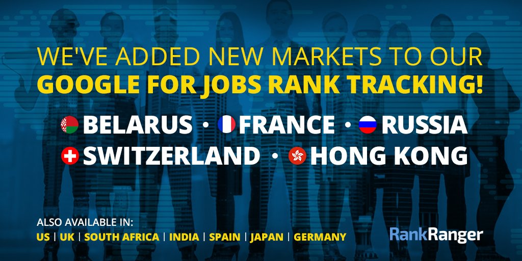ImageBuilding's tweet photo. We've added EVEN more markets to our Google For Jobs rank tracking, a Rank Ranger exclusive tool!
https://t.co/p3Fcs2yqnQ
#GoogleForJobs #JobSEO https://t.co/QX4omOVdc2 https://t.co/3LllisHjo4