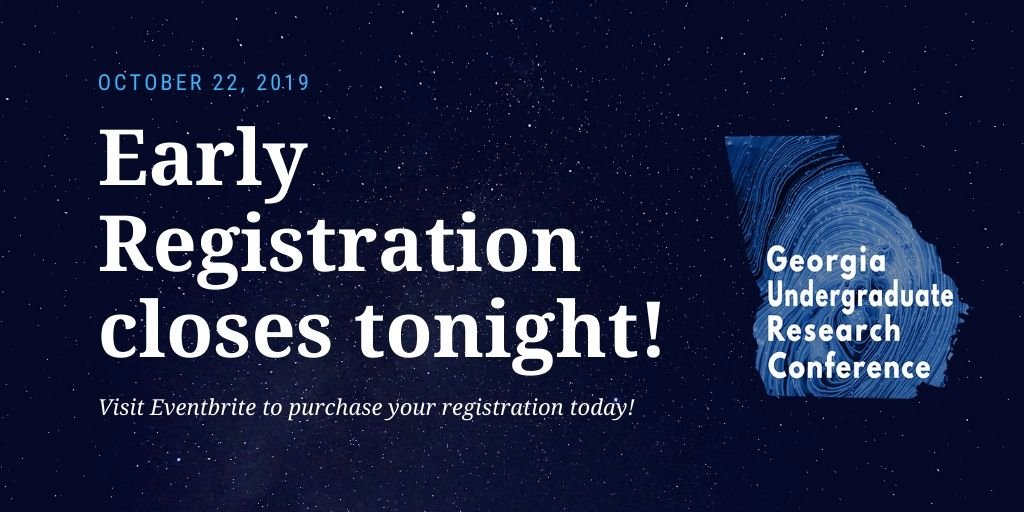 GeorgiaURC's tweet photo. Don't forget early registration closes tonight and registration increases tomorrow. Register here: https://t.co/O4aEkh4IEF https://t.co/TAByin74AM
