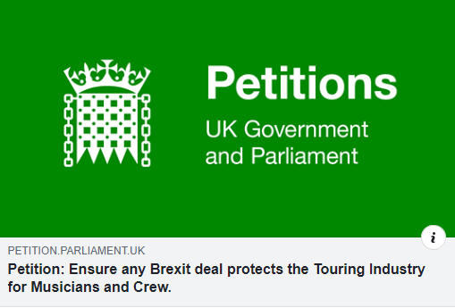 Brexit has huge implications for smaller/emerging acts' ability to tour within Europe. A deal needs to have provisions in place.

Multiple work visas, driving permits, customs checks on gear/merch may make touring Europe financially unviable

Please sign! petition.parliament.uk/petitions/2773…