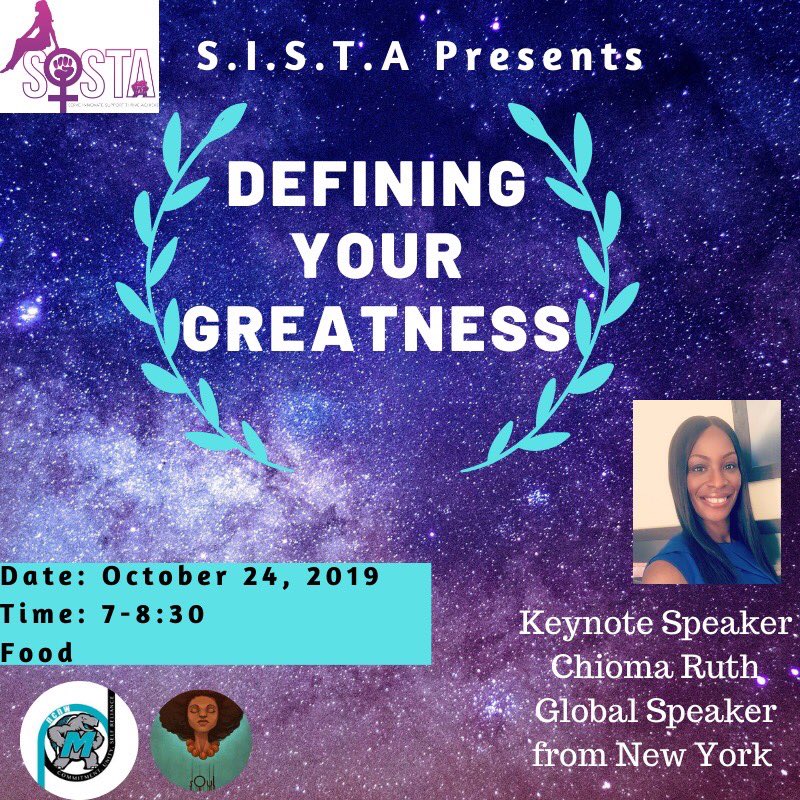 Come out this Thursday to hear an amazing message from motivational speaker, Chioma Ruth. You don’t want to miss this! Organized by @sista_umd