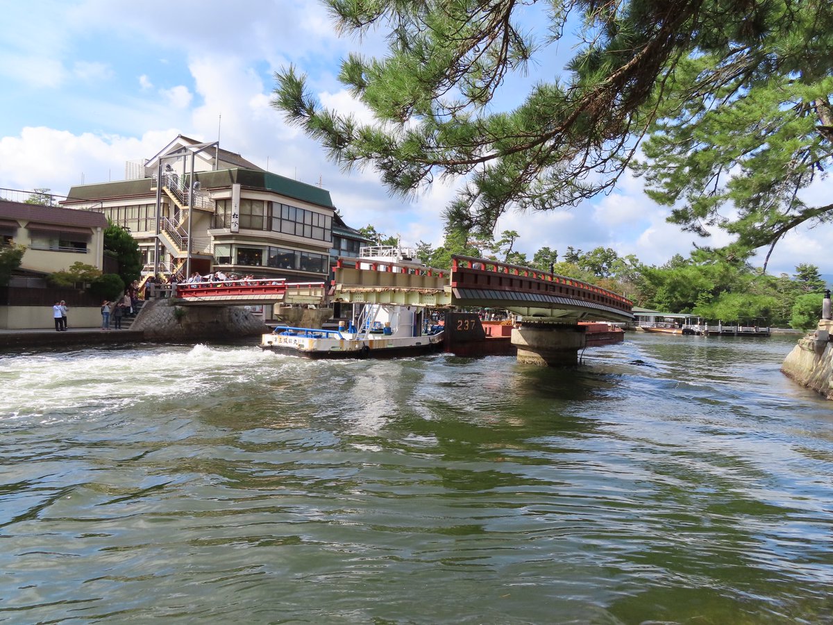 秀 ワイリー على تويتر 廻旋橋を渡っていると係員さんが鎖をジャラジャラやり始めて 状態で渡り終えた途端に通行止めになって 本日の廻旋橋の回転はこの貨物船をもって終了です との事でした めっちゃラッキーでした 天橋立 廻旋橋