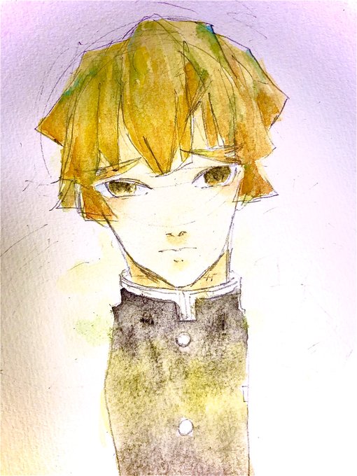 をゐん／萎さんがTwitterに投稿した我妻善逸(鬼滅の刃)のイラスト。