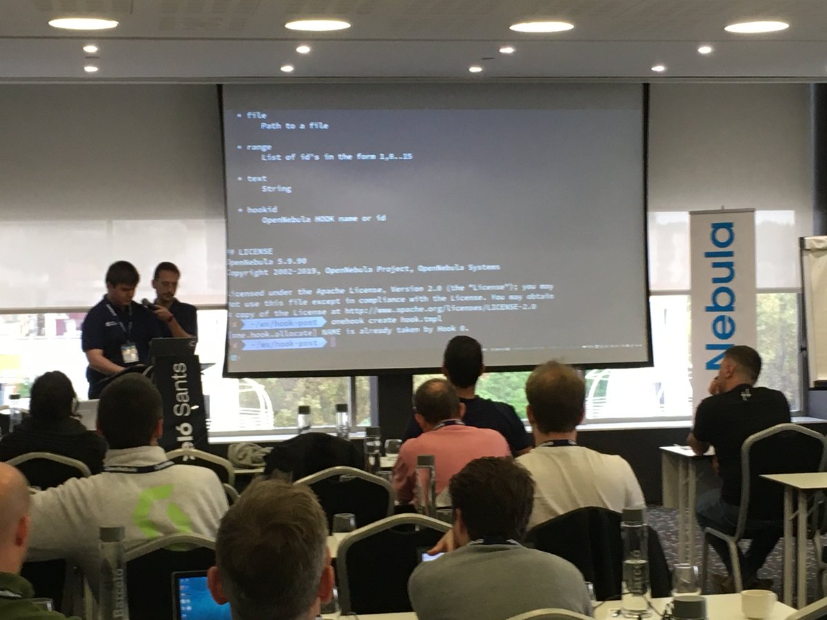 opennebula's tweet photo. Talking new Hooks Subsystem... #OpenNebulaConf #workshops https://t.co/IqDeqVGgn5