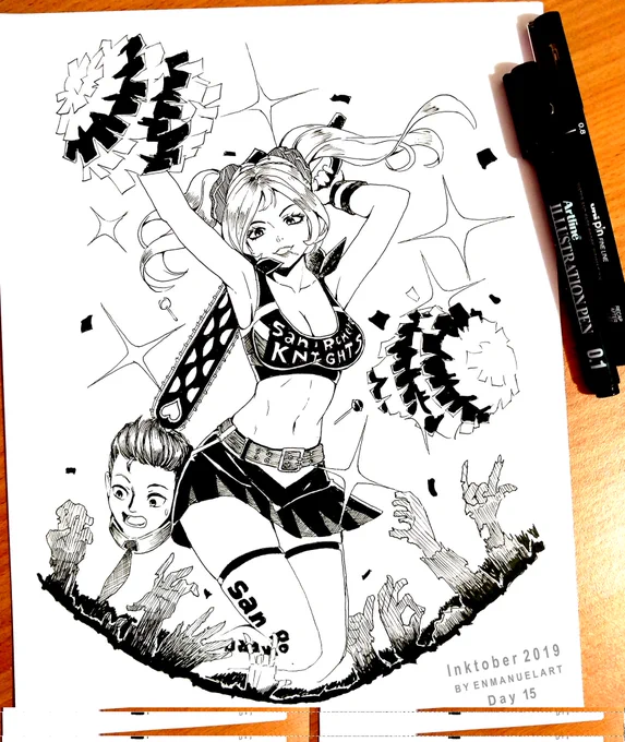 Inktober 2019 day 15 "Lollipop Chainsaw ?". #inktober2019 #arttrober2019 #lollipop #lollipopchainsaw 