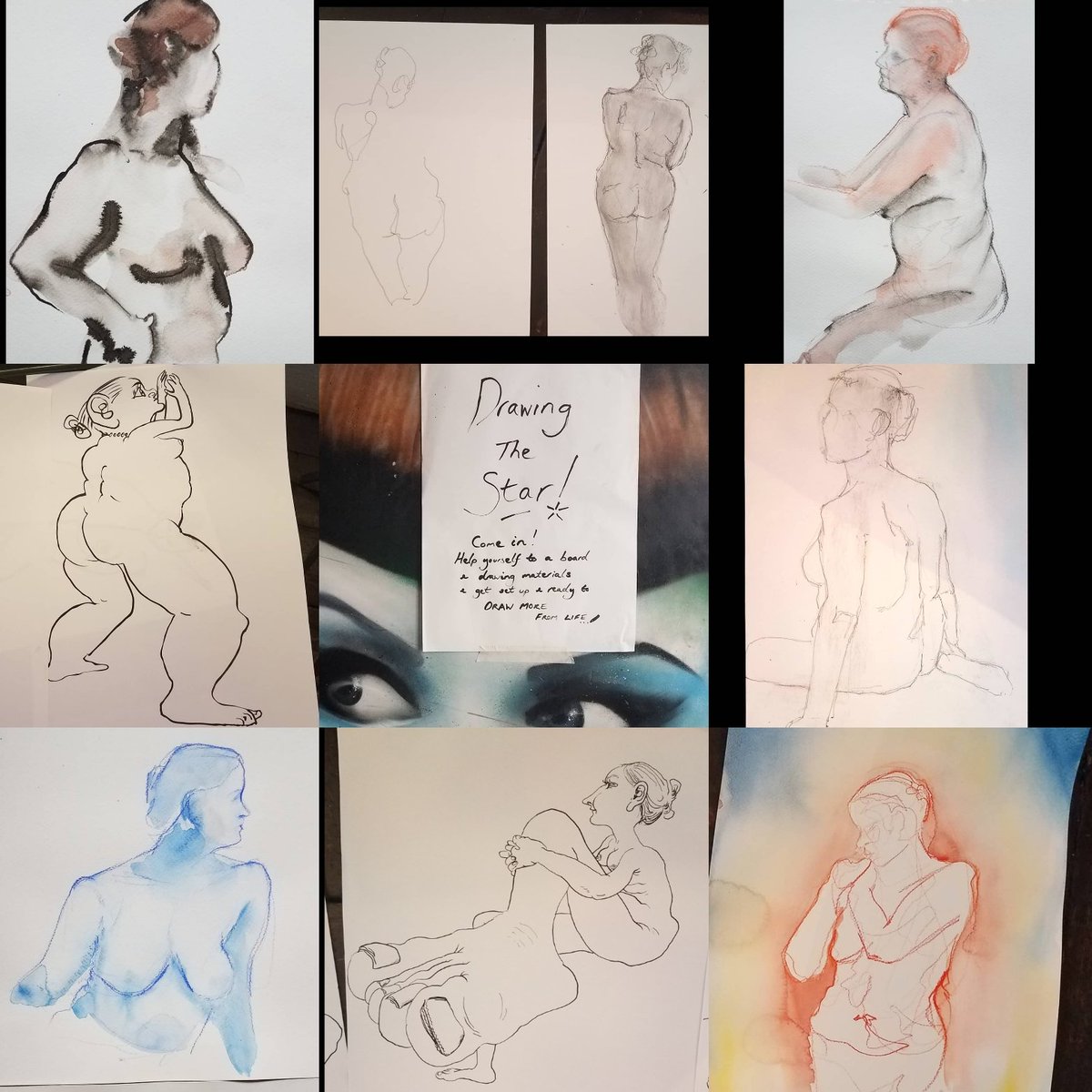 💡Inspiring Imogen is here this eve Tuesday 22nd October✨ Drop in to draw your way 7:30pm-9pm upstairs <a href="/StarbyHD/">Star By Hackney Downs</a> 🌟 Paper provided+ drawing materials here too £10 inc 🎨 These drawings of Imogen all made last time at #DrawingTheStar ✏️ #LifeDrawing #Hackney #TuesdayThoughts #ink