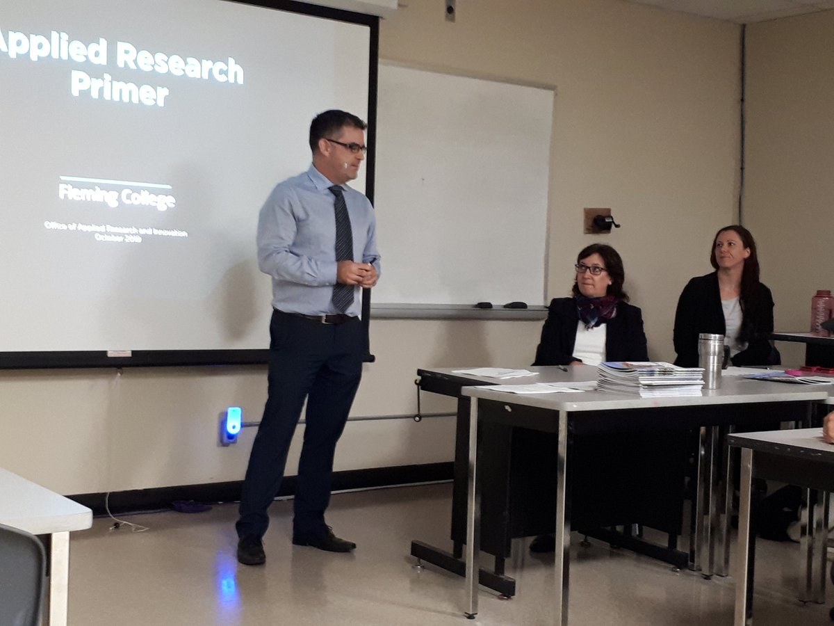 FlemingLDS's tweet photo. Thanks to Brent, Mary Lou, and Laura from the Office of Applied Research and Innovation (@FlemingCAWT) for your presentation today! #FlemingLDS https://t.co/0DE05pLJm2