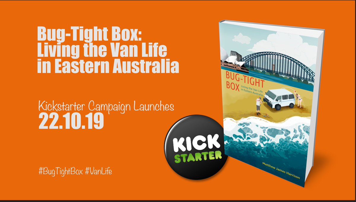 PhotoMattJames's tweet photo. Just five hours away from launching the #BugTightBox @Kickstarter campaign. It's a travel memoir about life in a van along Australia's east coast. All pledges, great and small, much appreciated. Or a Retweet will suffice too :-) #VanLife #Wanderlust #Backpackers https://t.co/IN3oUYfcHs