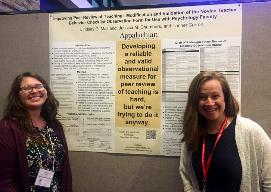 ExperPsychatApp's tweet photo. Shout to Jessica Chambers and her mentor @LindsayMasland for a successful poster presentation during the @TeachPsych conference. They redesigned a teaching rubric that will allow peer-reviewers to provide more constructive feedback. Learn more here: https://t.co/H3tjeBv9Tc https://t.co/PwE6MhbKAc
