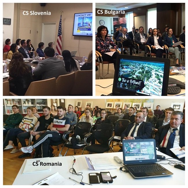 Export2Europe's tweet photo. Continuing our #SoutheasternEurope Virtual #Education Fair presentations of six US universities and colleges in our #export2europe offices in @USEmbassySofia @USEmbassySLO  and @AmbasadaSUA
#StudyintheUSA #USHigherEducation https://t.co/Ao6JQRpnQf